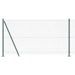 Clôture en Fil Soudé avec 13 Poteaux Flangés Vert 1.2x25 m Acier 