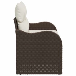 Canapé de jardin 2 places avec rangement et coussins en poly rattan marron 