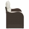 Canapé de jardin 2 places avec rangement et coussins en poly rattan marron 