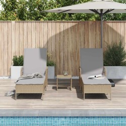 Ensemble de chaises longues Ensemble de 3 Beige Rattan PE, métal 