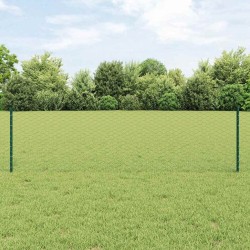 Poteaux de Clôture 11 pcs U-Channel Vert 60 cm Acier 