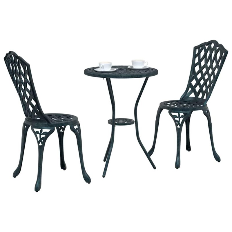 Ensemble Bistro de Jardin en Aluminium Couleur Verte 3 Pièces vidaXL 