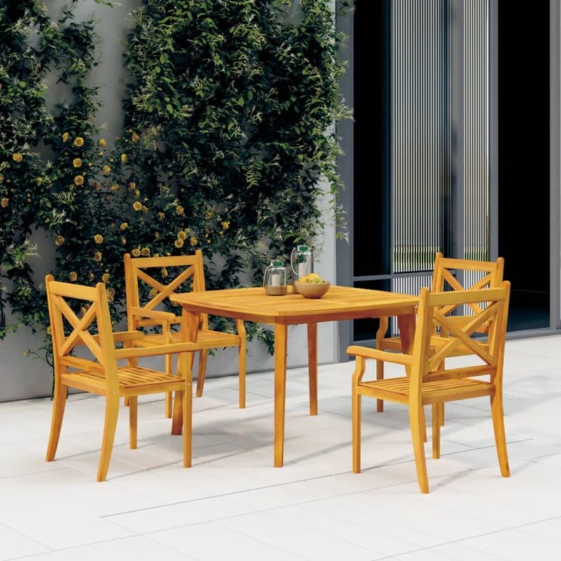 Table de jardin 110x110x75 cm Bois d'acacia solide Table de jardin 110x110x75 cm Bois d'acacia solide