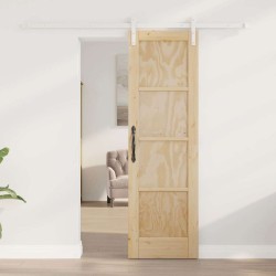 Porte Coulissante avec Ensemble de Quincaillerie 61x198.5 cm Bois Massif Pin 