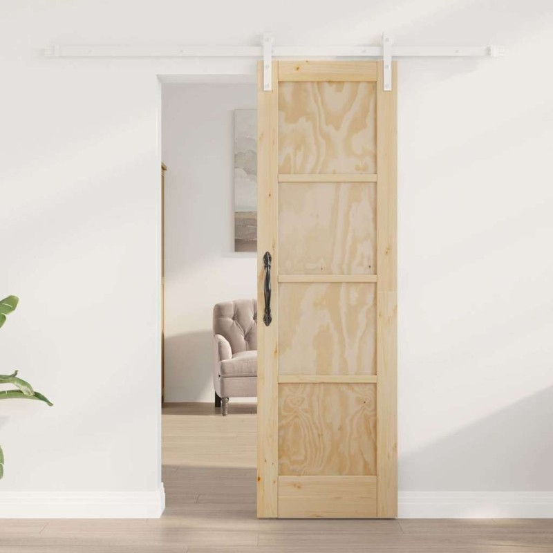 Porte Coulissante avec Ensemble de Quincaillerie 61x198.5 cm Bois Massif Pin 