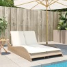 Chaise longue avec coussins beige 114x205x73 cm résine tressée 