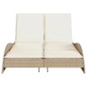 Chaise longue avec coussins beige 114x205x73 cm résine tressée 