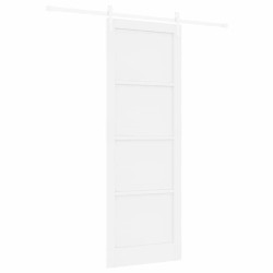 Porte coulissante avec matériel blanc 83x232 cm en bois massif de pin 