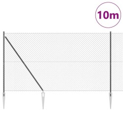 Jeu de Poteaux de Clôture Gris 1.6 x 10 m Acier galvanisé 