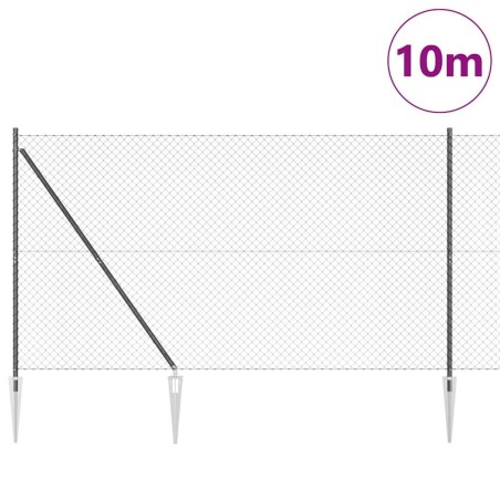 Jeu de Poteaux de Clôture Gris 1.6 x 10 m Acier galvanisé 