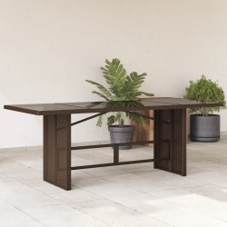 Table de jardin dessus en verre marron 190x80x74 cm 