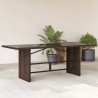 Table de jardin dessus en verre marron 190x80x74 cm 