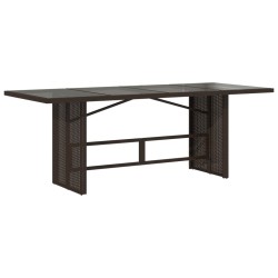 Table de jardin dessus en verre marron 190x80x74 cm 