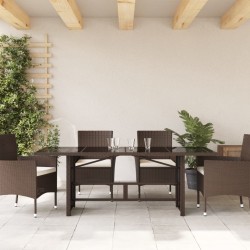 Table de jardin dessus en verre marron 190x80x74 cm 