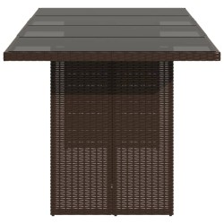 Table de jardin dessus en verre marron 190x80x74 cm 