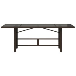 Table de jardin dessus en verre marron 190x80x74 cm 