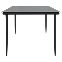 Table à dîner de jardin Noir 200x100x74cm Acier et verre trempé 