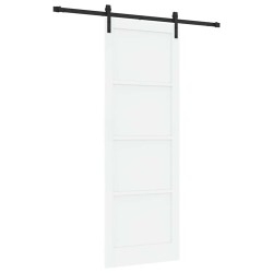 Porte coulissante avec quincaillerie blanche 83x232 cm en bois massif de pin 