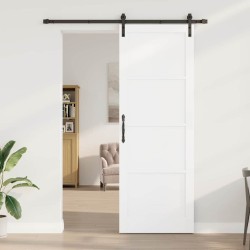 Porte coulissante avec quincaillerie blanche 83x232 cm en bois massif de pin 