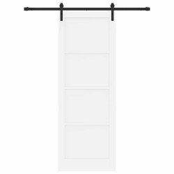 Porte coulissante avec quincaillerie blanche 83x232 cm en bois massif de pin 