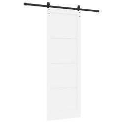 Porte coulissante avec quincaillerie blanche 83x232 cm en bois massif de pin 