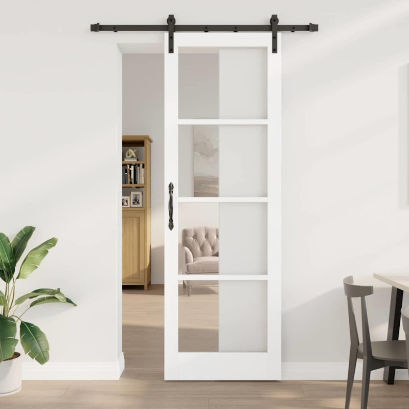 Porte coulissante avec ensemble de quincaillerie 'ORKDAL'Blanc 78x232 cm 
