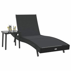 Chaise longue 2 pcs Noir 40 x 40 x 40.5 cm Poly rotin 