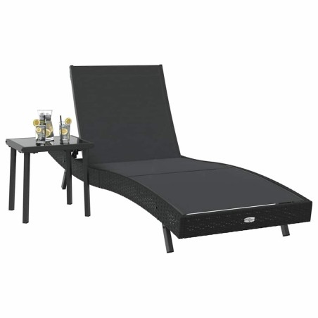 Chaise longue 2 pcs Noir 40 x 40 x 40.5 cm Poly rotin 