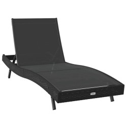 Chaise longue 2 pcs Noir 40 x 40 x 40.5 cm Poly rotin 