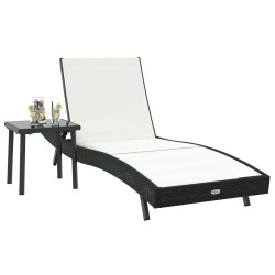 Chaise longue 2 pcs Noir 40 x 40 x 40.5 cm Poly rotin 