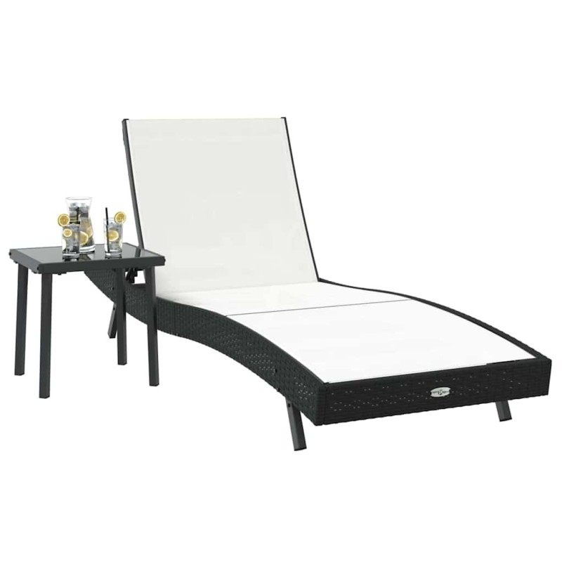 Chaise longue 2 pcs Noir 40 x 40 x 40.5 cm Poly rotin 