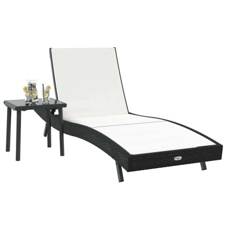 Chaise longue 2 pcs Noir 40 x 40 x 40.5 cm Poly rotin 