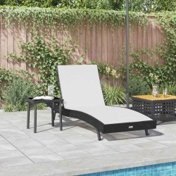 Chaise longue 2 pcs Noir 40 x 40 x 40.5 cm Poly rotin 