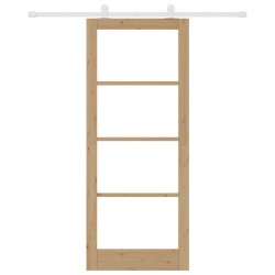 Porte Coulissante avec Kit de Quincaillerie 'ORKDAL'Bois Massif & Verre 