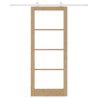 Porte Coulissante avec Kit de Quincaillerie 'ORKDAL'Bois Massif & Verre 