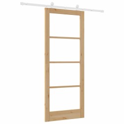 Porte Coulissante avec Kit de Quincaillerie 'ORKDAL'Bois Massif & Verre 