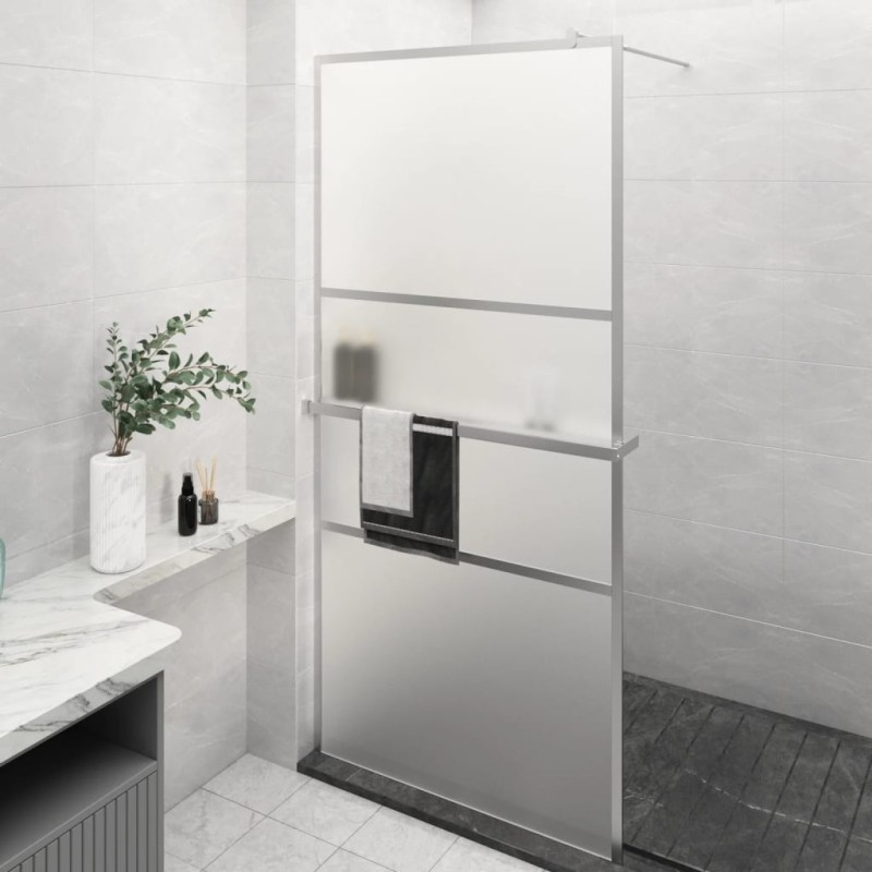 Paroi de douche et étagère Chrome 90x195 cm Verre ESG&Aluminium 