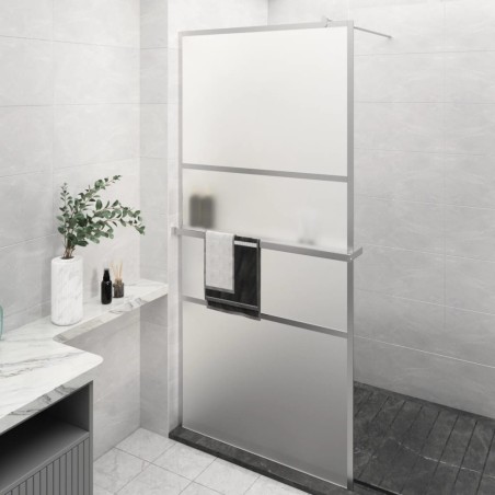 Paroi de douche et étagère Chrome 90x195 cm Verre ESG&Aluminium 