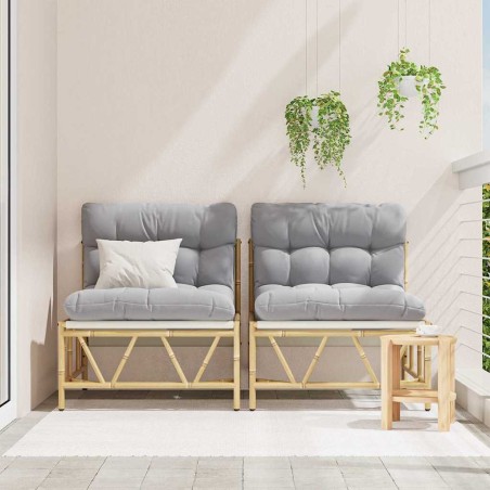 Banc de jardin avec coussin 2 pcs Gris 60 x 80 x 71 cm Acier 