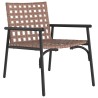 Ensemble de café d'extérieur de 4 pièces en rattan brun avec structure en acier 