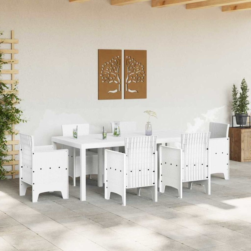 Table de jardin Blanche 200x100x73 cm en poly rattan 