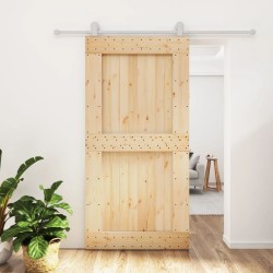 Porte coulissante et kit de quincaillerie 100x210 cm pin massif 