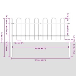 Clôture de jardin blanche avec sommet en arc, dimensions 8,5x0,6 m en acier 