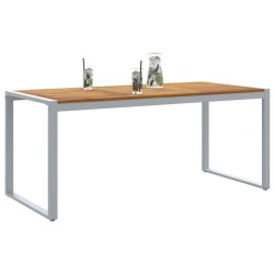 Table de repas d'extérieur Grise 180x90x75 cm Acier et Bois massif Acacia 
