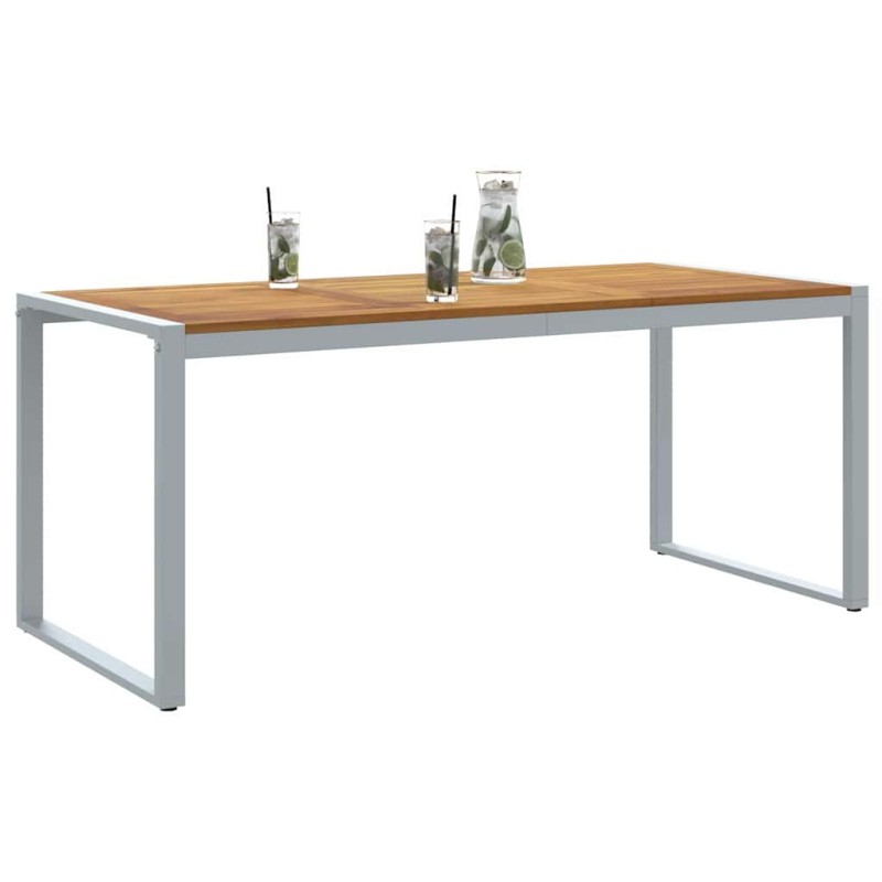 Table de repas d'extérieur Grise 180x90x75 cm Acier et Bois massif Acacia 