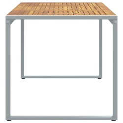 Table de repas d'extérieur Grise 180x90x75 cm Acier et Bois massif Acacia 