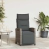 Chaise de jardin inclinable avec table d'appoint gris polyrotin 