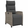 Chaise de jardin inclinable avec table d'appoint gris polyrotin 
