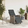 Chaise de jardin inclinable avec table d'appoint gris polyrotin 