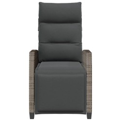 Chaise de jardin inclinable avec table d'appoint gris polyrotin 